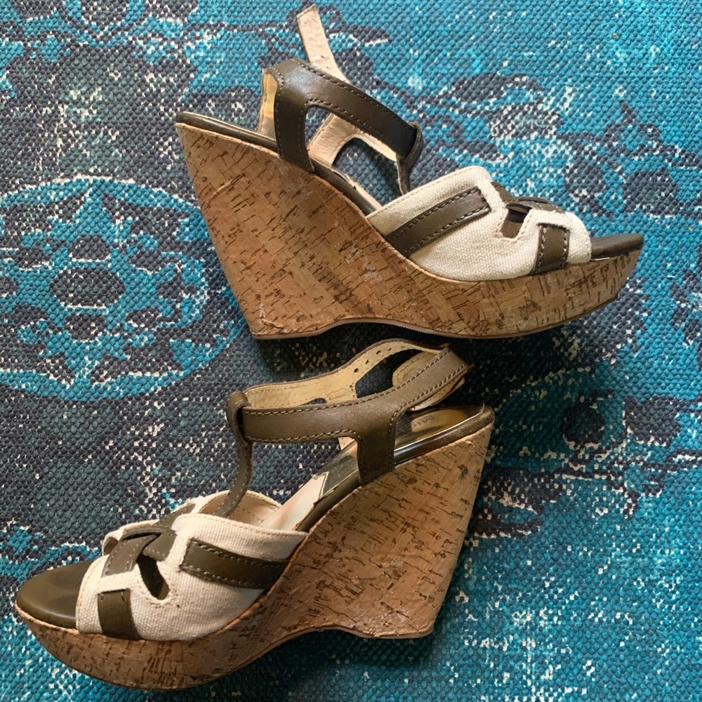 Michael Kors Canvas and Leather Wedges